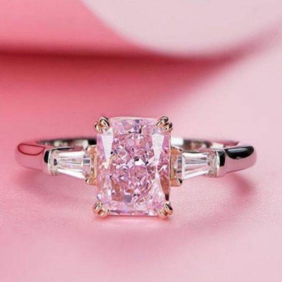 Jewelry - Sterling Silver and pink and white sapphire luxury ring sz 8 new